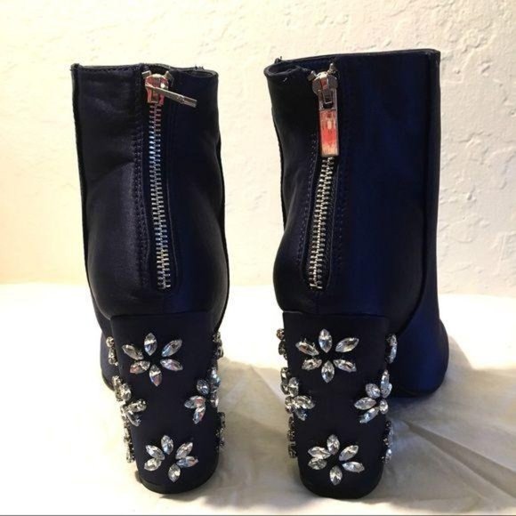 Satin RHINESTONE Heel BOOTIES - Picture 7 of 8